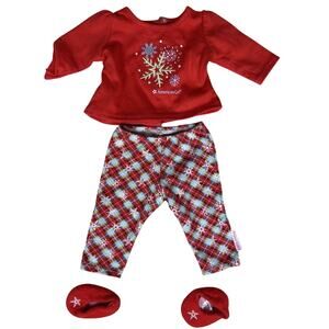 American Girl Doll Bitty Baby Snowy Dreams PJs Pajamas Outfit W/slippers